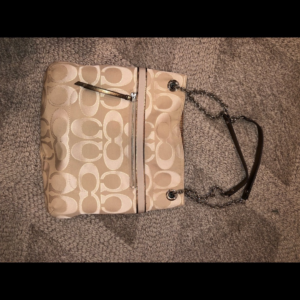 Coach Poppy Signature Jacquard Chain Purse